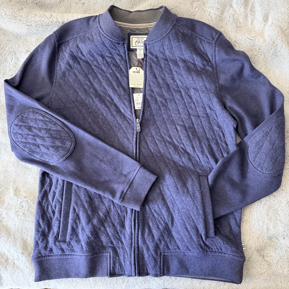 NWT Jos. A. Bank 1905 Tailored Fit Quilted Full Zip Jacket Blue M